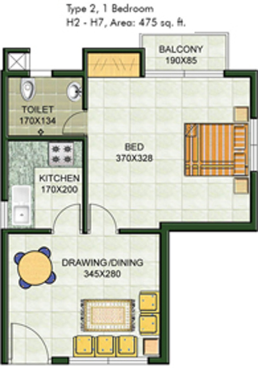 475 sq ft 1 BHK 1T Apartment for Sale in Galaxy Homes Emerald Elamkulam