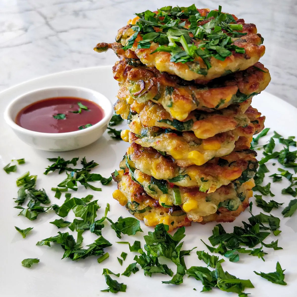 Recipe Flavoursome Corn and Halloumi Fritters Get Ahead