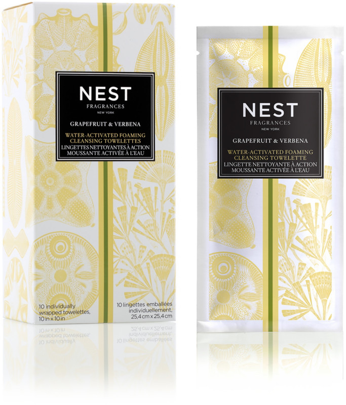 Review NEST Fragrances Grapefruit & Verbena Water Activated Foaming Cleansing Towelettes WIMJ