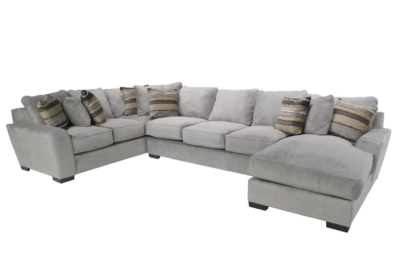 Oracle Tux Sofa Chaise Sectional in Platinum, Right Facing Mor Furniture