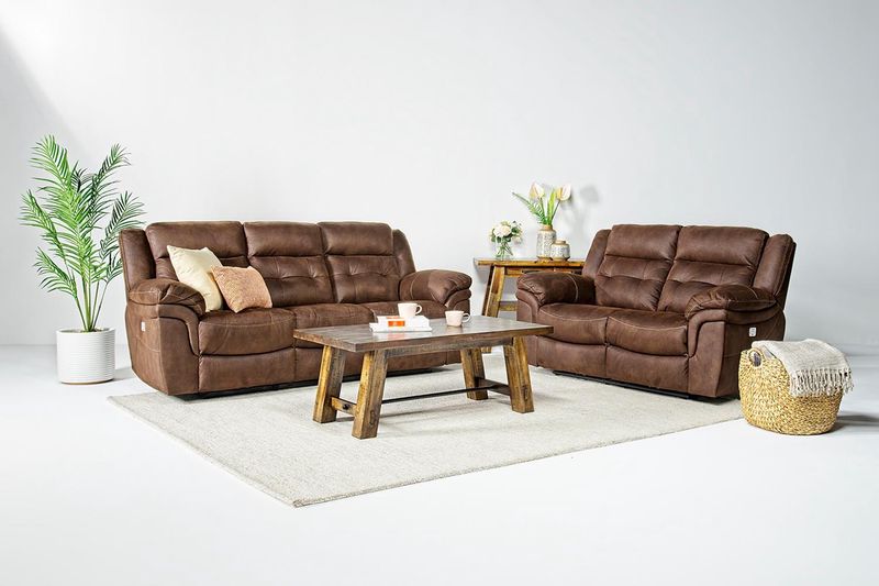 Oslo Power Sofa In Brown Leather