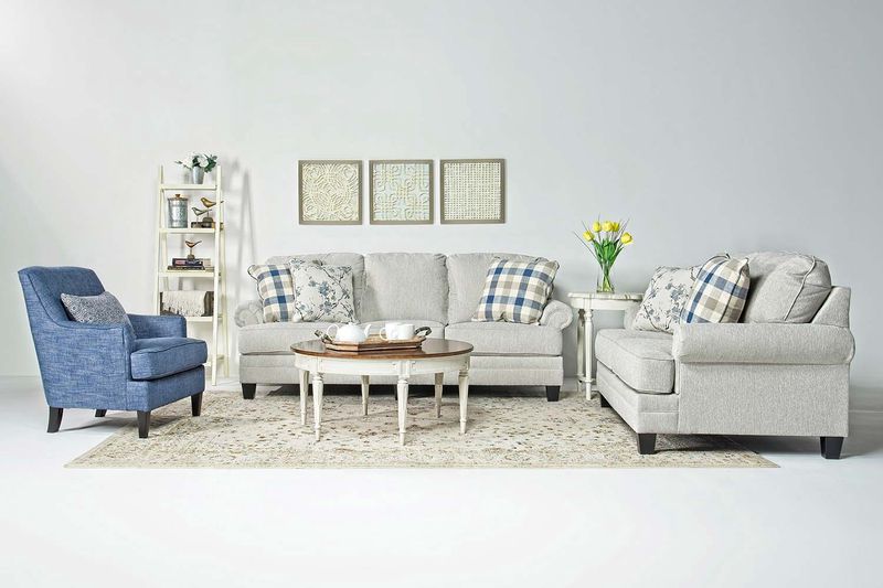 Meggett Sofa & Loveseat in Linen Sofa & Loveseat Sets Living Room
