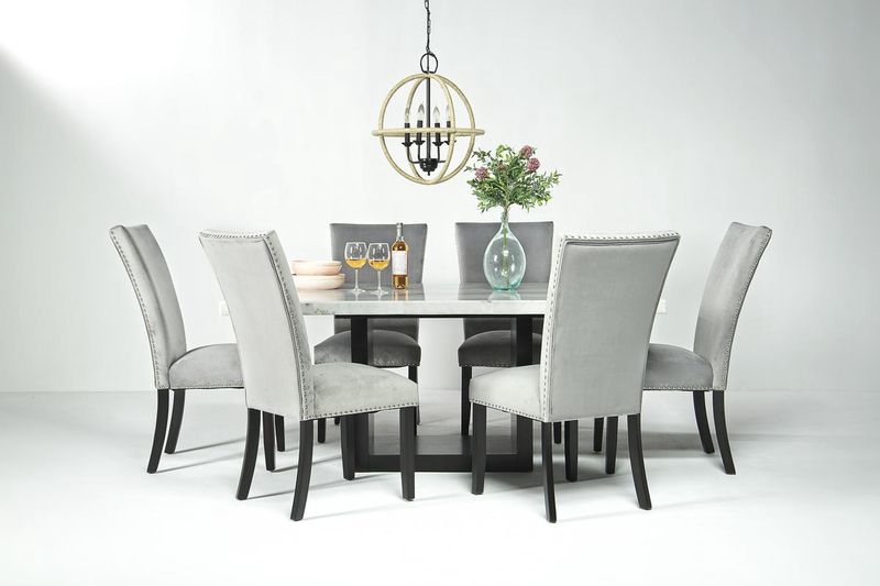 Francisco Dining Table & 6 Chairs in White/Gray