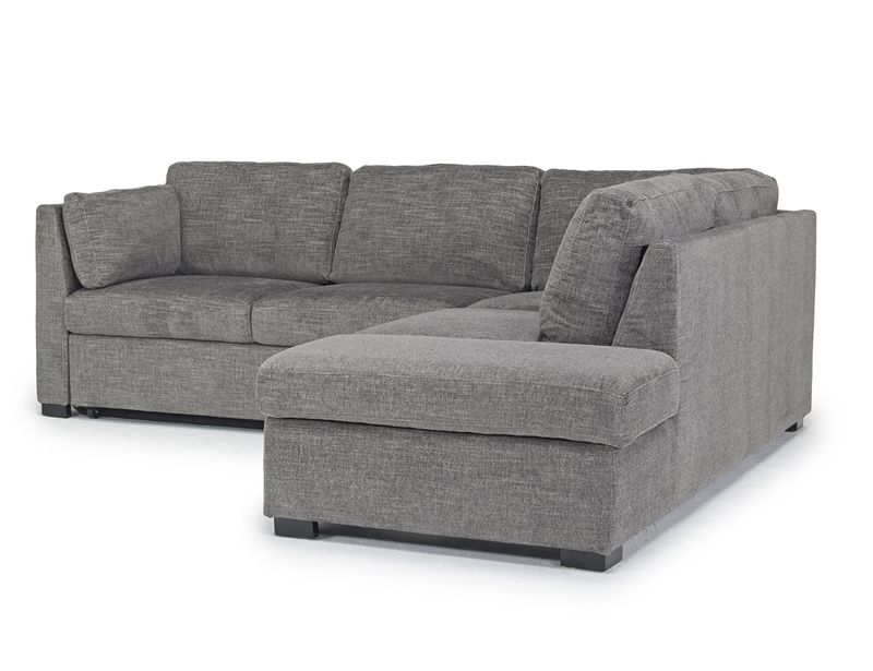 Vivian Full Pullout Tux Chaise Sectional in Gray, Right Facing