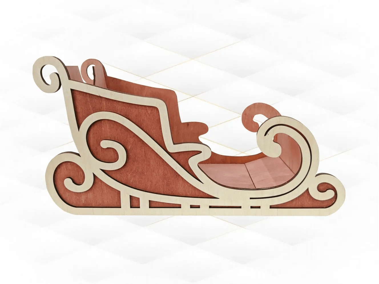 Christmas sleigh, gift wine holder, laser cutting design. Laser cut