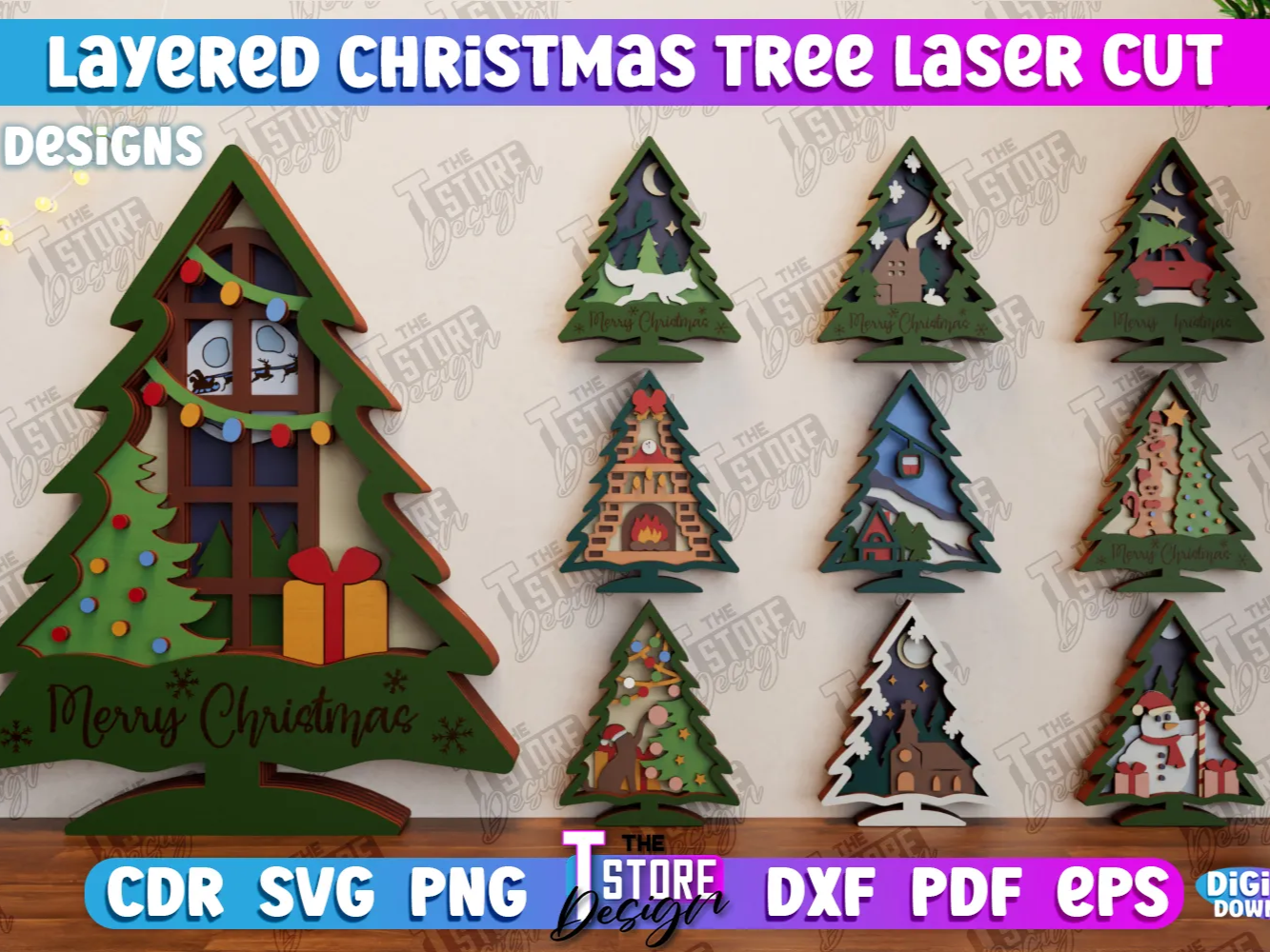 Layered Christmas Tree Laser Cut Bundle Christmas Décor Laser Cut