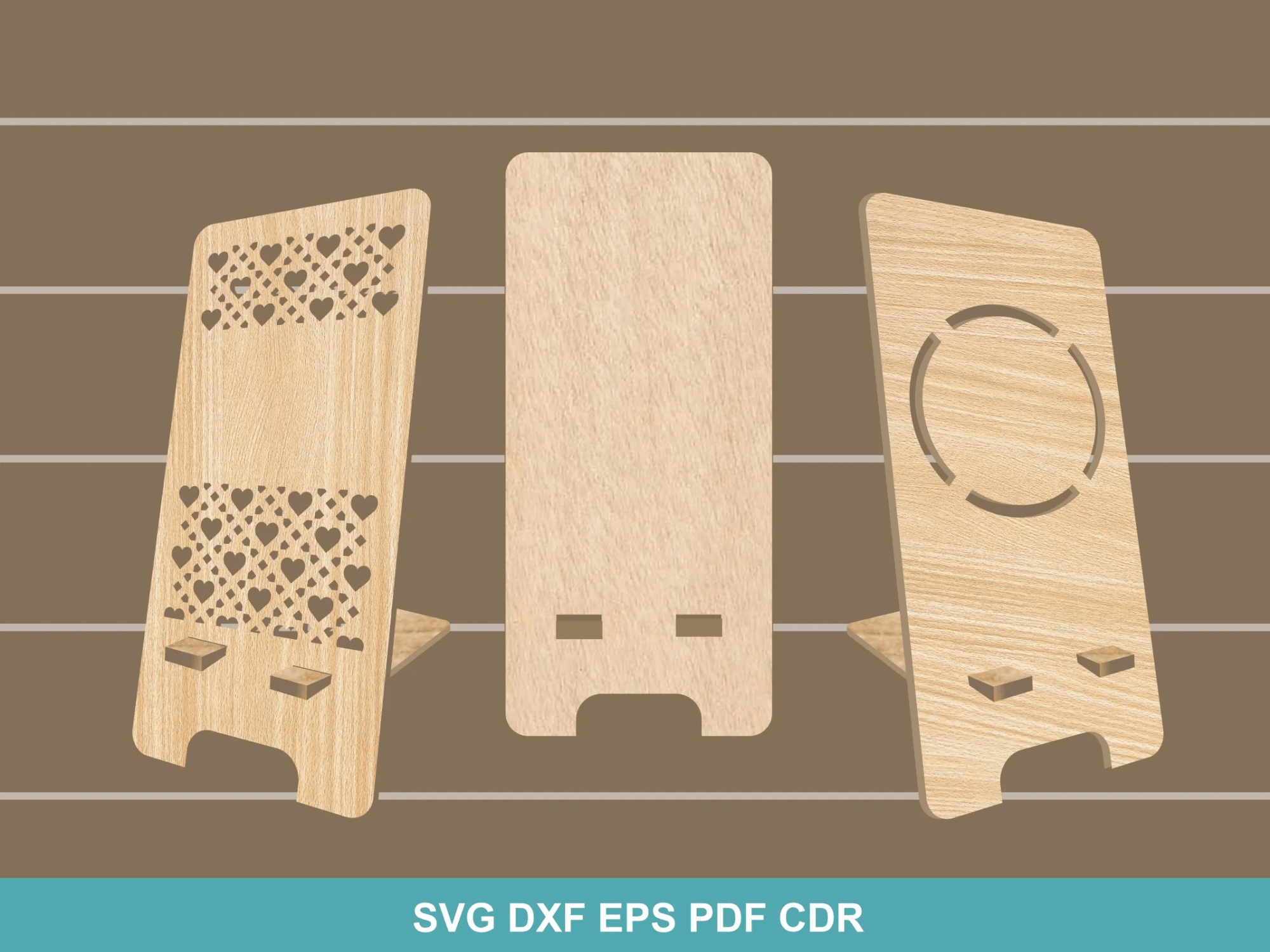 Customizable Phone Stand Cutting Template 3 Styles for Easy