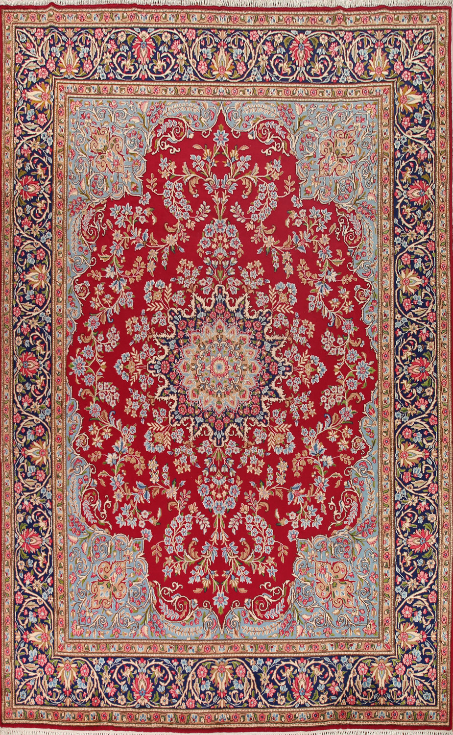 Red Wool Kerman Persian Large Area Rug 10x14