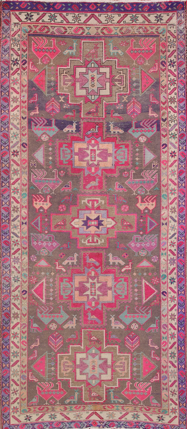 Wool Geometric Meshkin Persian Runner Rug 4x9