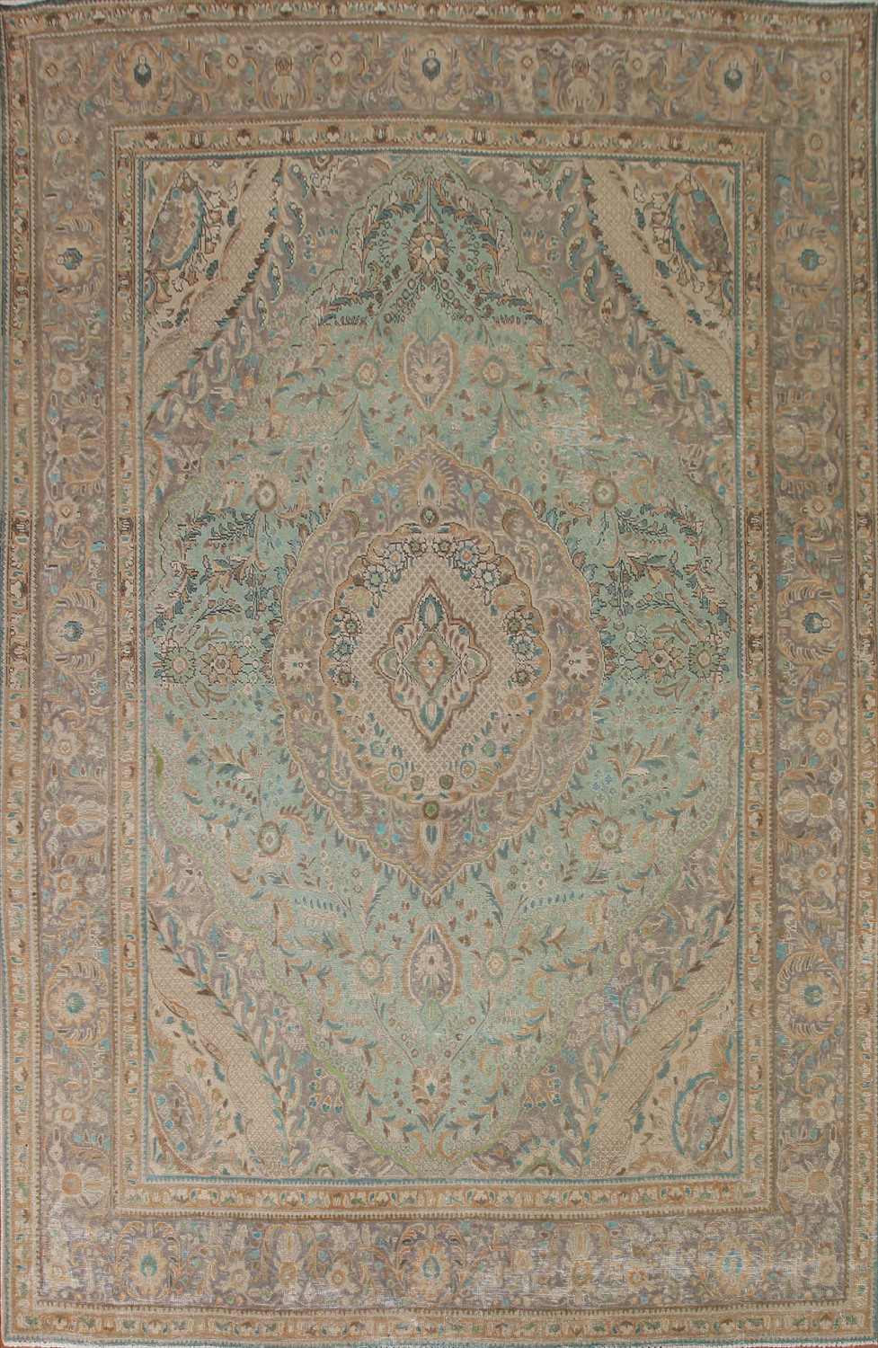 Turquoise Green Tabriz Persian Area Rug 8x11