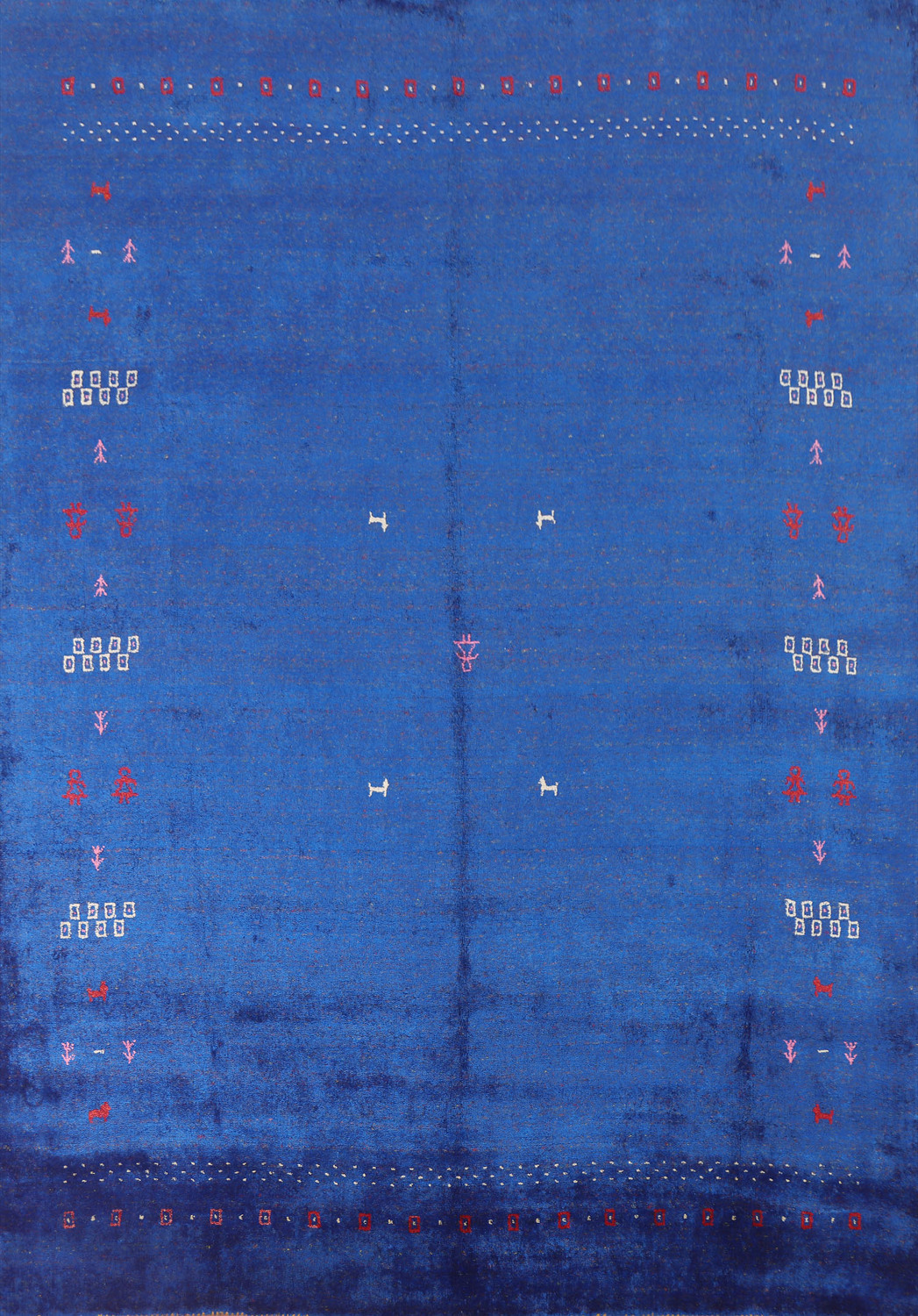 Blue Silk Gabbeh Lori Oriental Area Rug 8x10