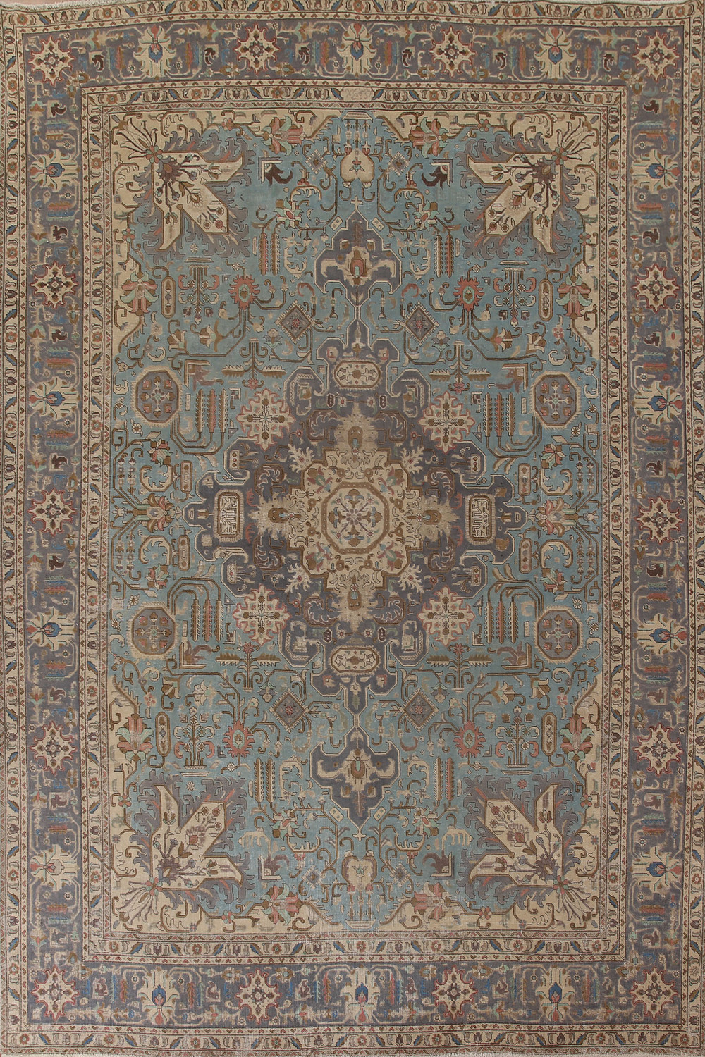 OverDyed Blue Tabriz Persian Area Rug 10x12