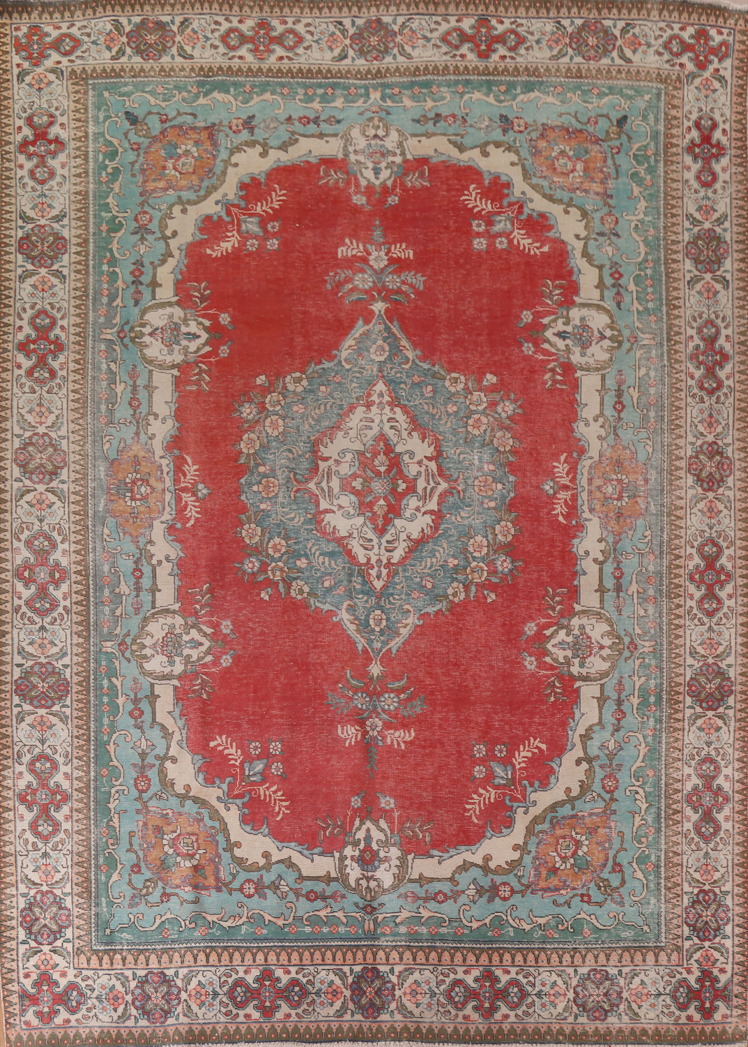 Vintage Red Tabriz Persian Area Rug 10x12