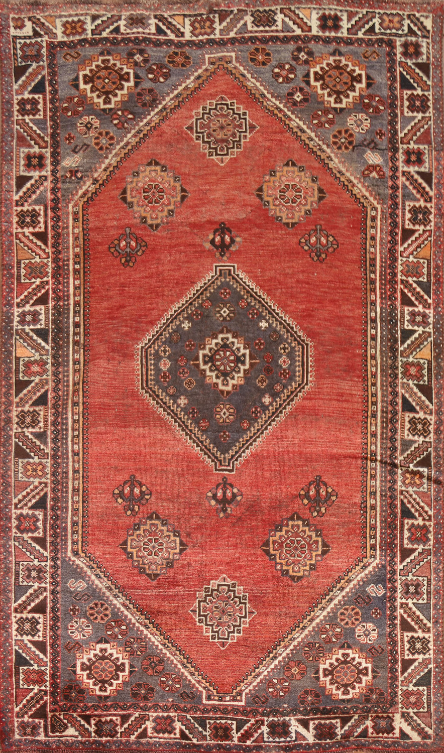 Vegetable Dye Antique Ghashghaei Persian Area Rug 5x8
