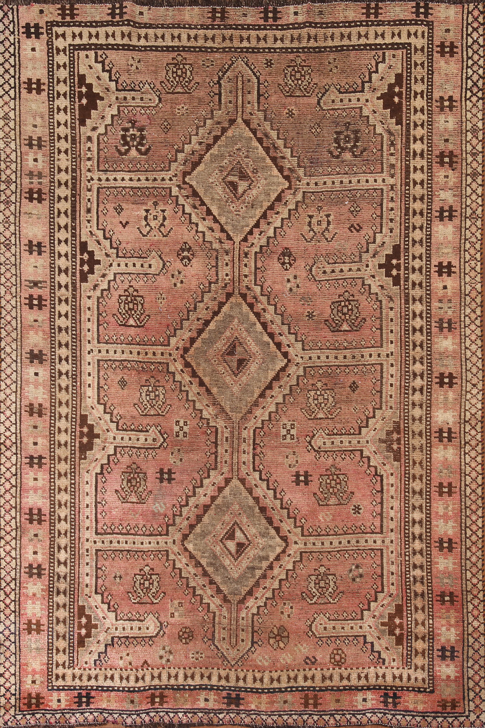 Antique Pink Qashqai Persian Area Rug 5x7