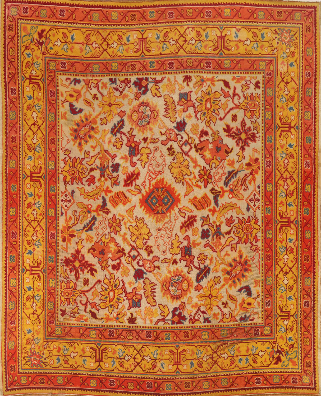 Antique Vegetable Dye Oushak Turkish Area Rug 10x11