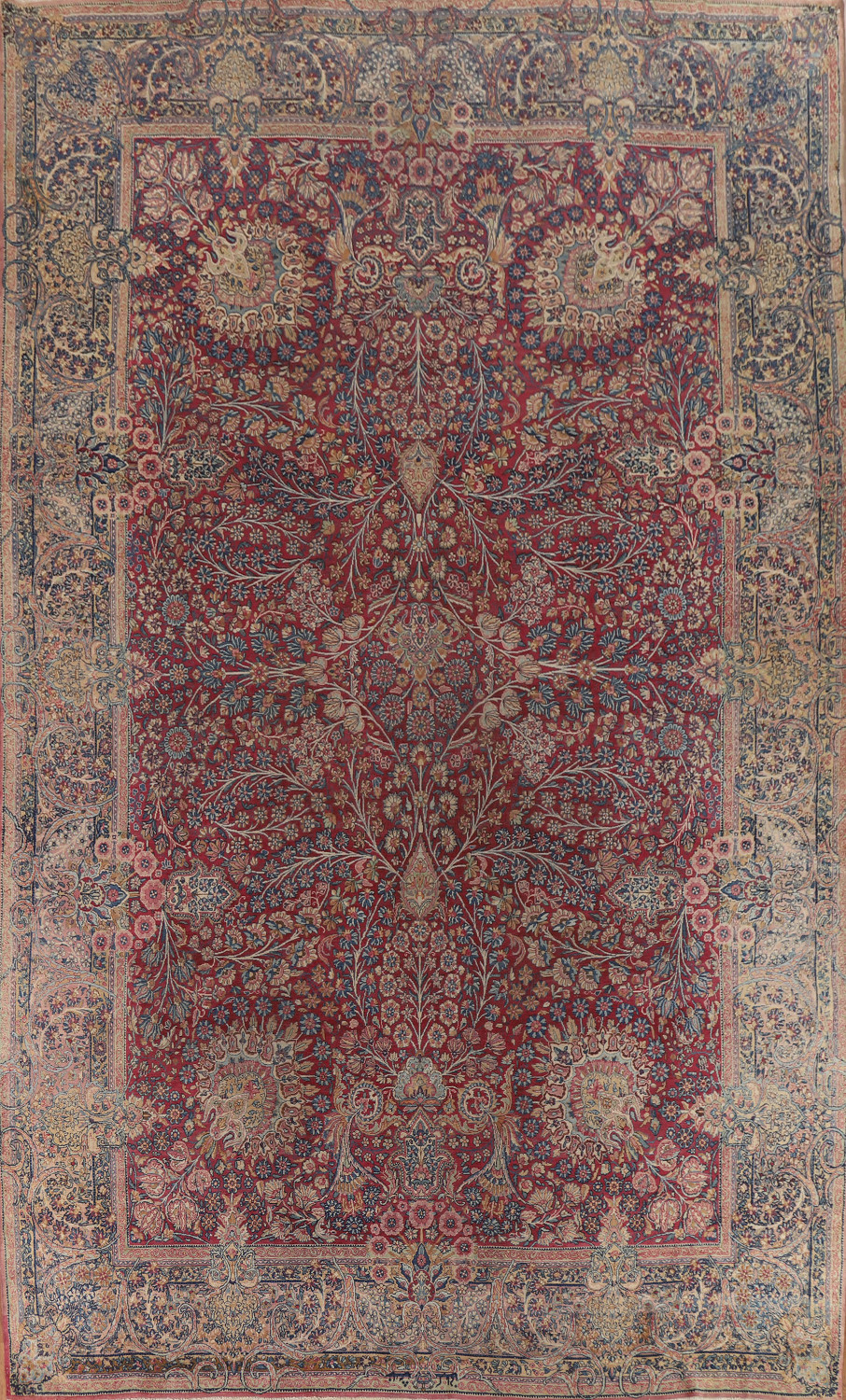 Antique Kerman Lavar Vegetable Dye Large Persian Rug 10x14