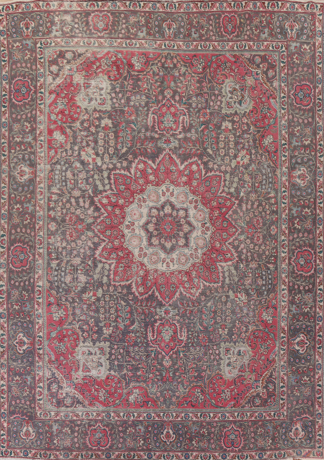 Vintage Floral Tabriz Persian Area Rug 10x12