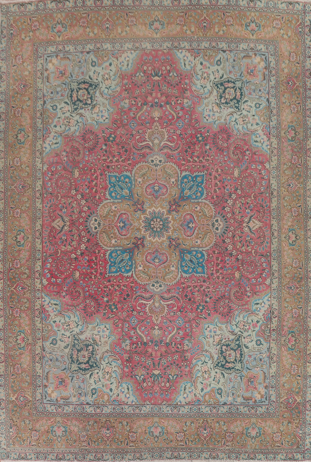 Vintage Floral Tabriz Persian Area Rug 10x13