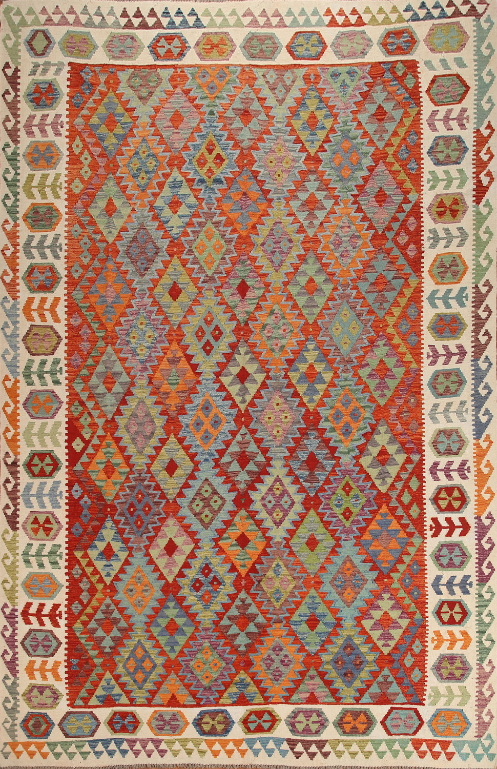 Reversible Wool Kilim Oriental Area Rug 10x13