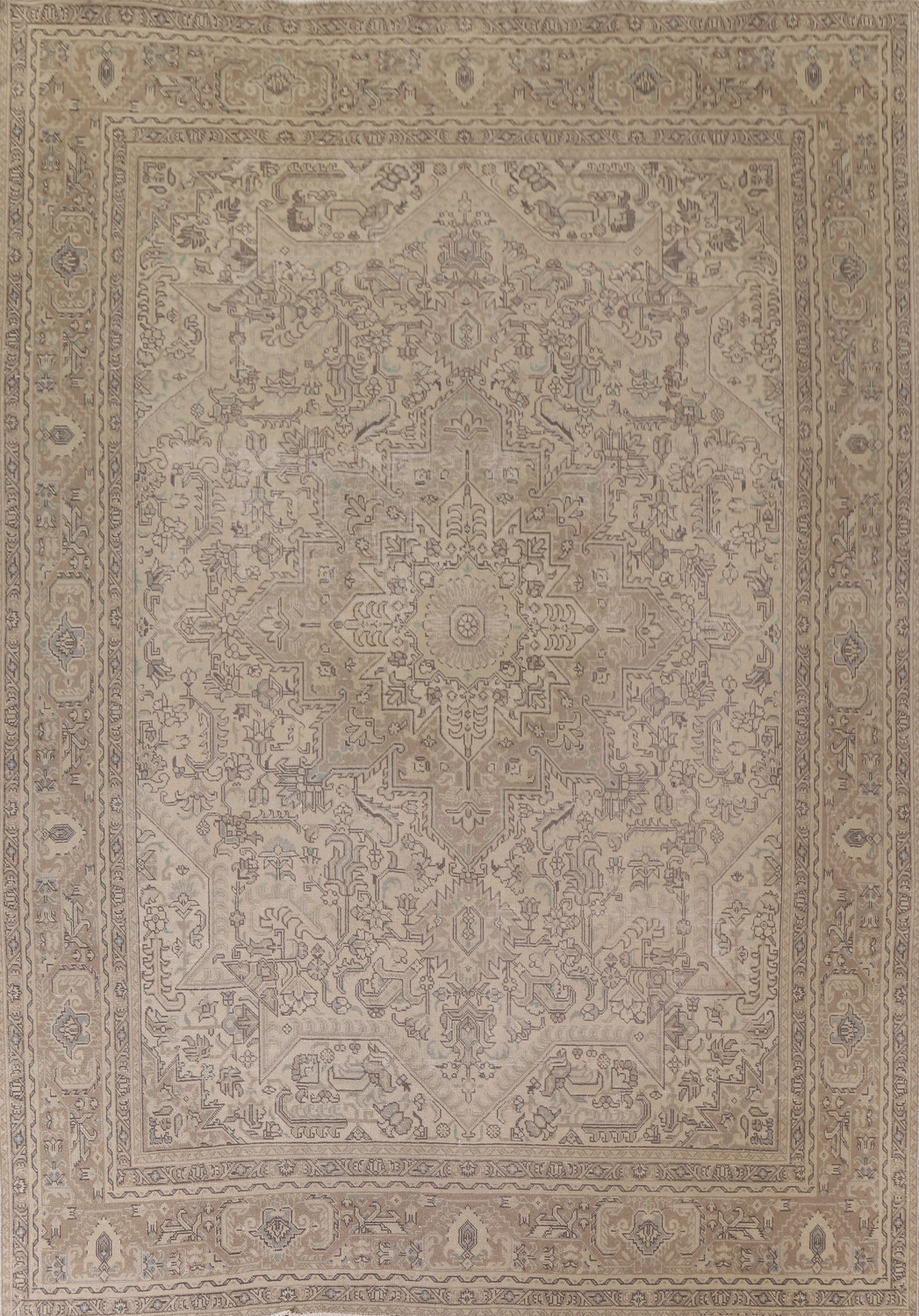 Distressed Wool Tabriz Persian Area Rug 10x12