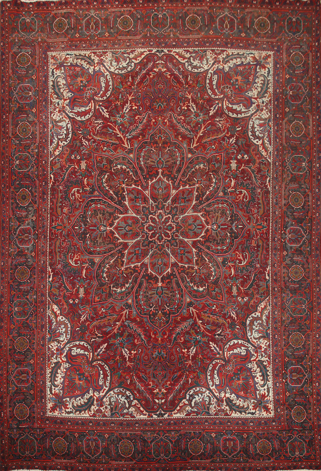 Floral Red Heriz Persian Area Rug 10x13
