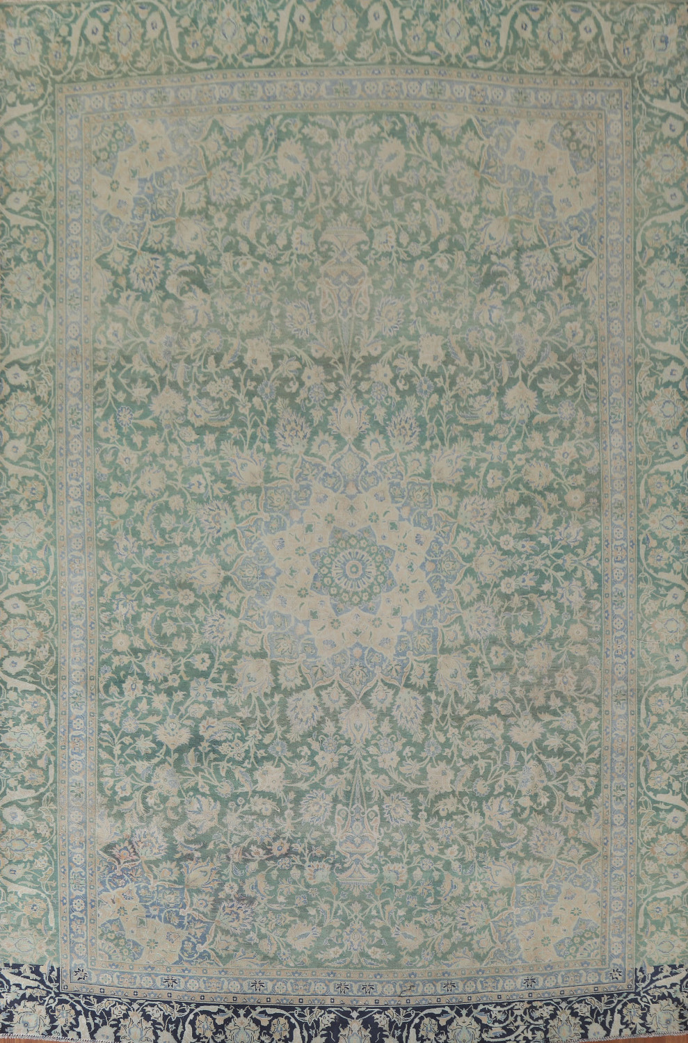 Green Floral Kashan Persian Area Rug 9x11