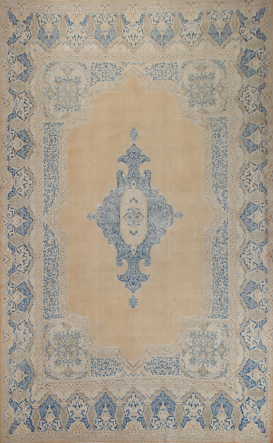 Distressed Wool Kerman Large Persian Rug 10x14