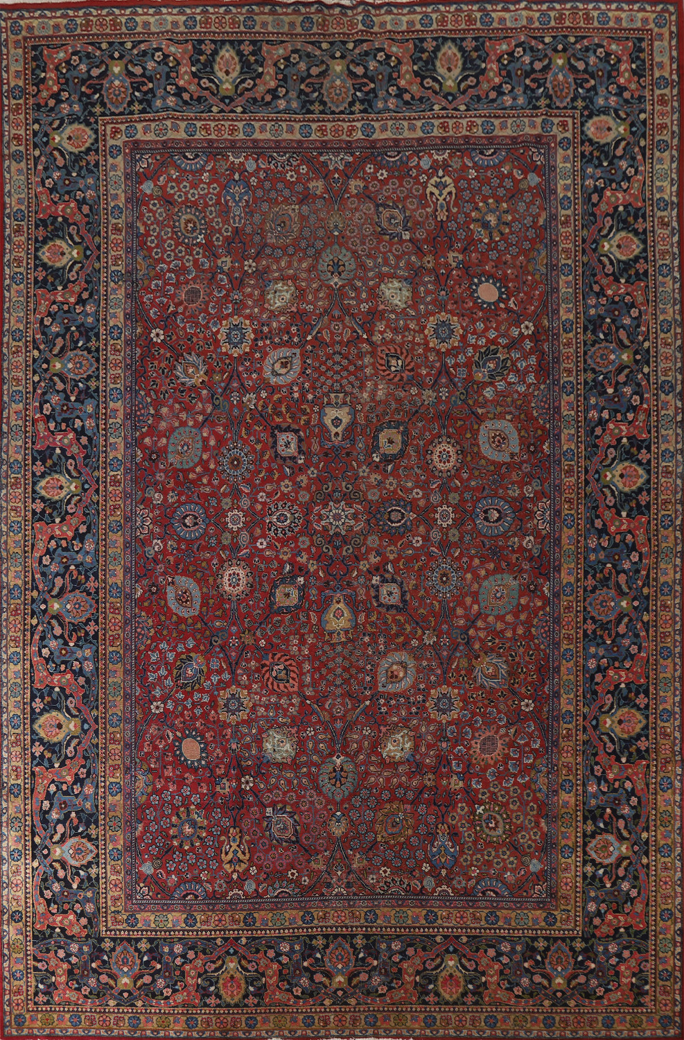 Antique Tabriz Vegetable Dye Persian Area Rug 9x12