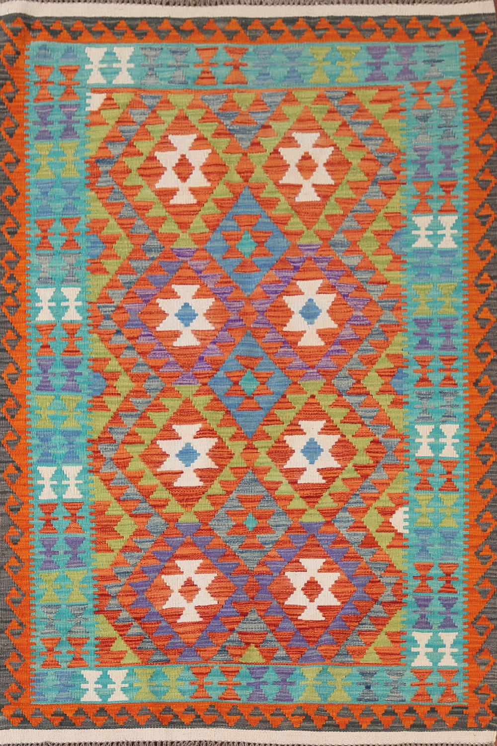 Geometric Wool Kilim Oriental Rug 4x6
