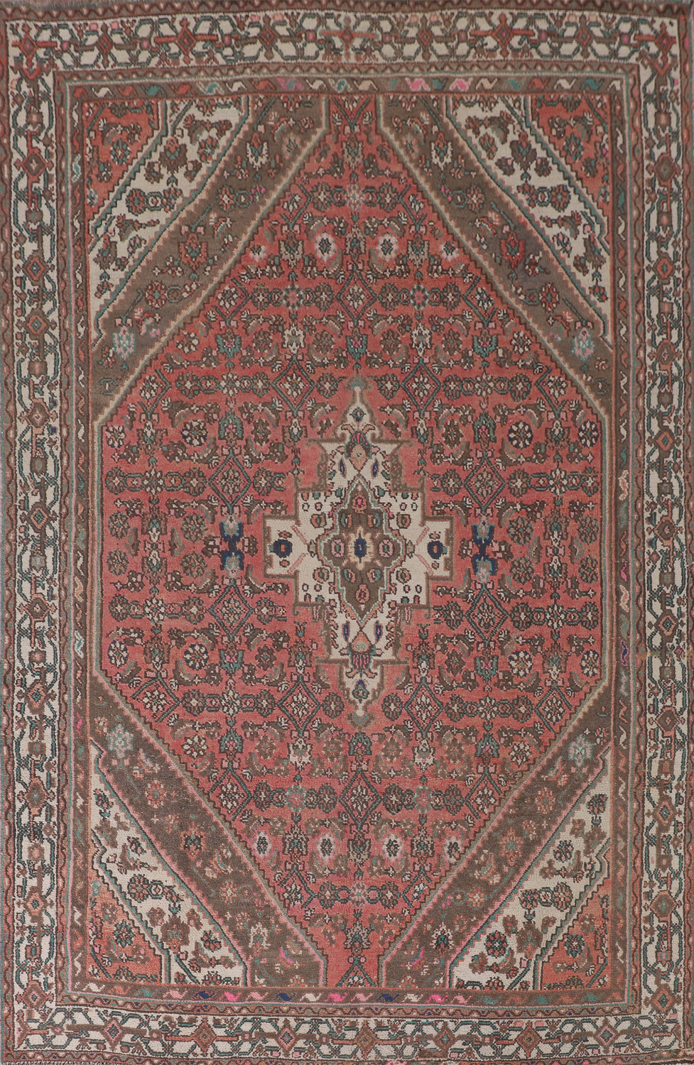 Geometric Pink Hamedan Persian Area Rug 7x10