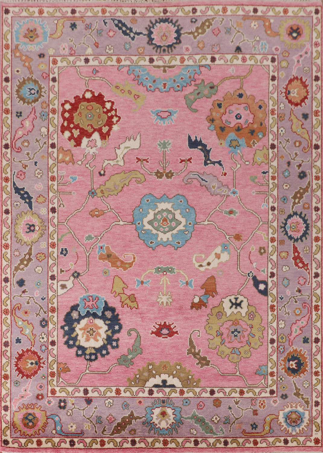 Floral Pink Oushak Oriental Area Rug 8x10