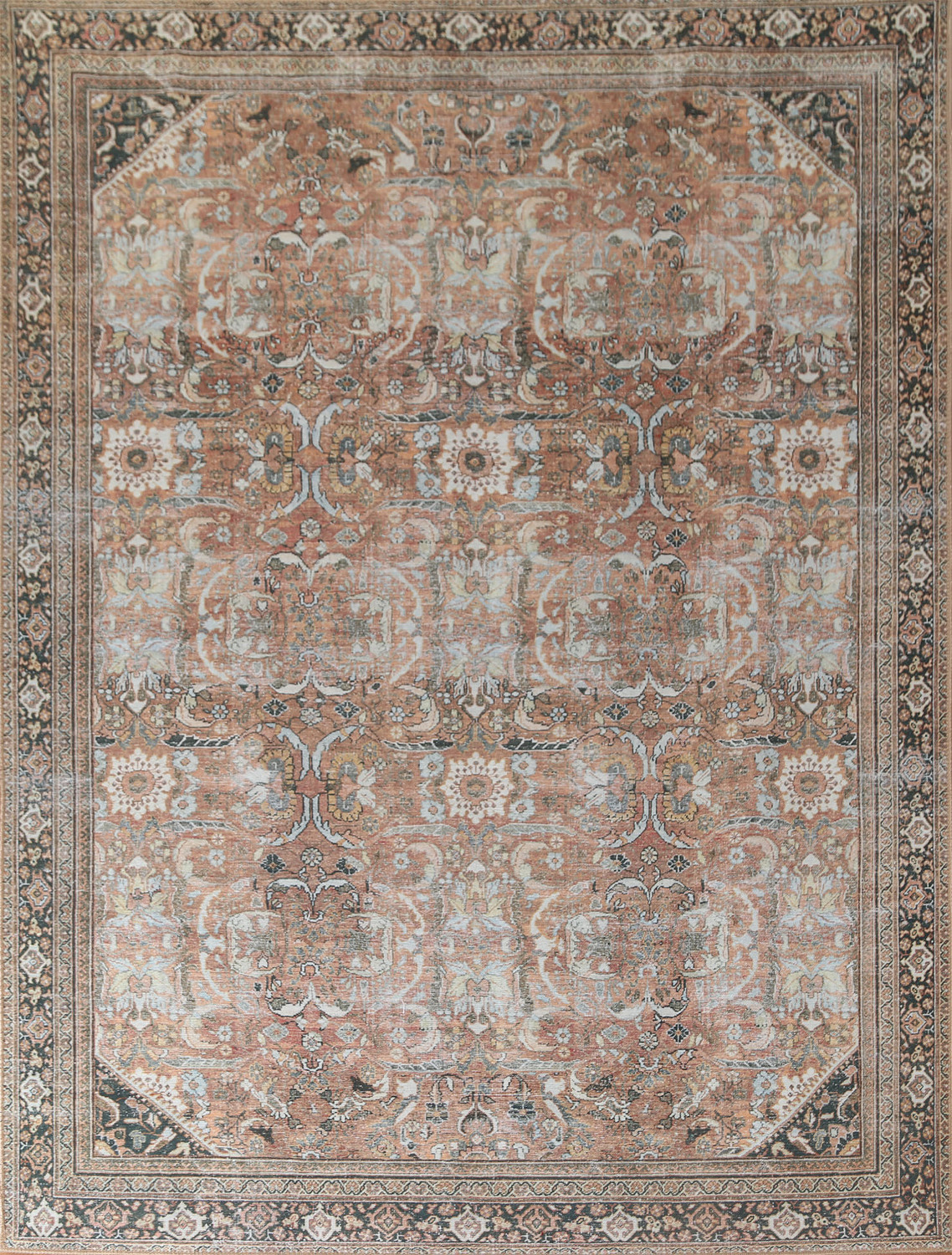 Distressed Floral Oriental Area Rug 8x10