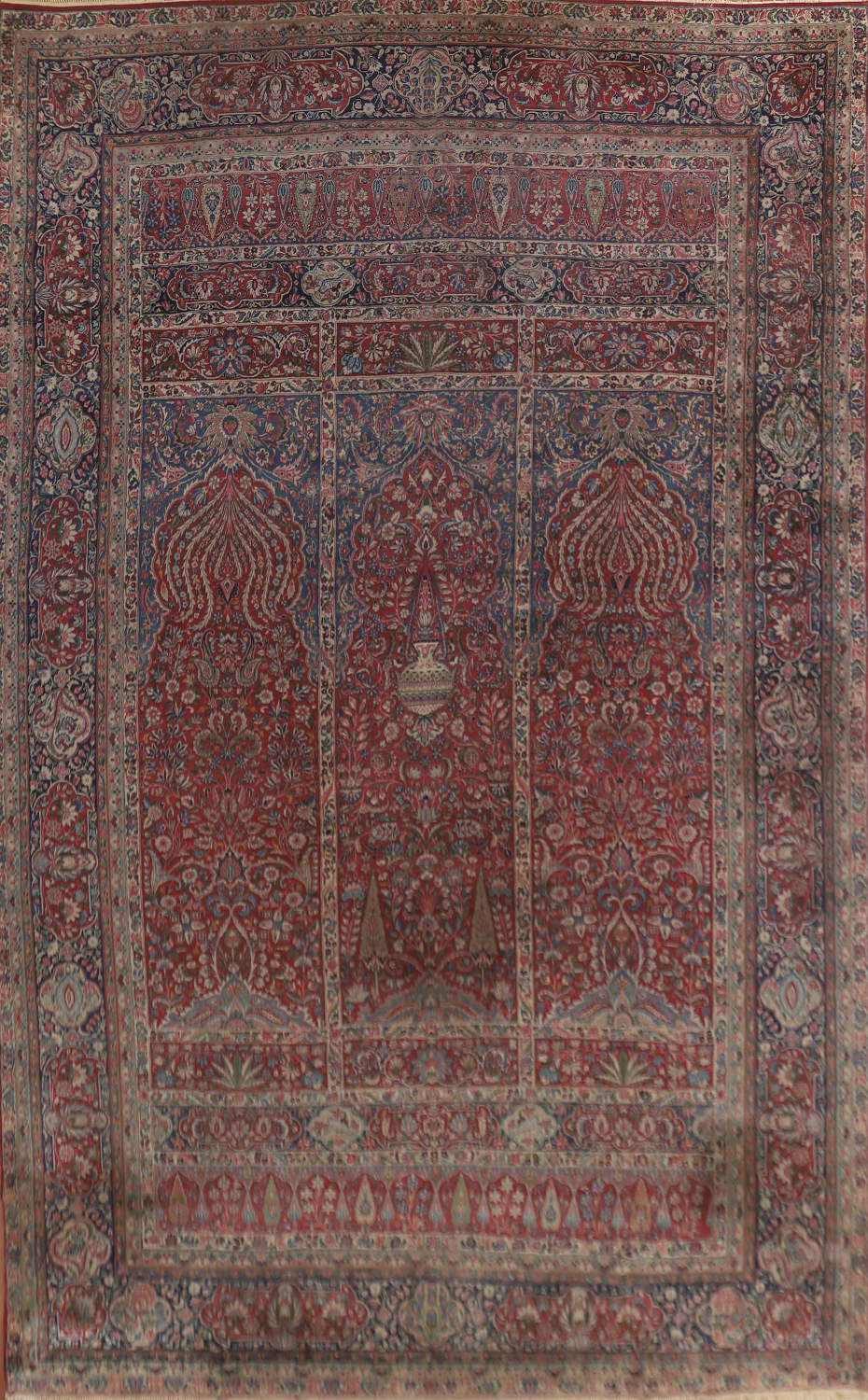 Pre1900 Kerman Lavar Vegetable Dye Persian Large Rug 12x18
