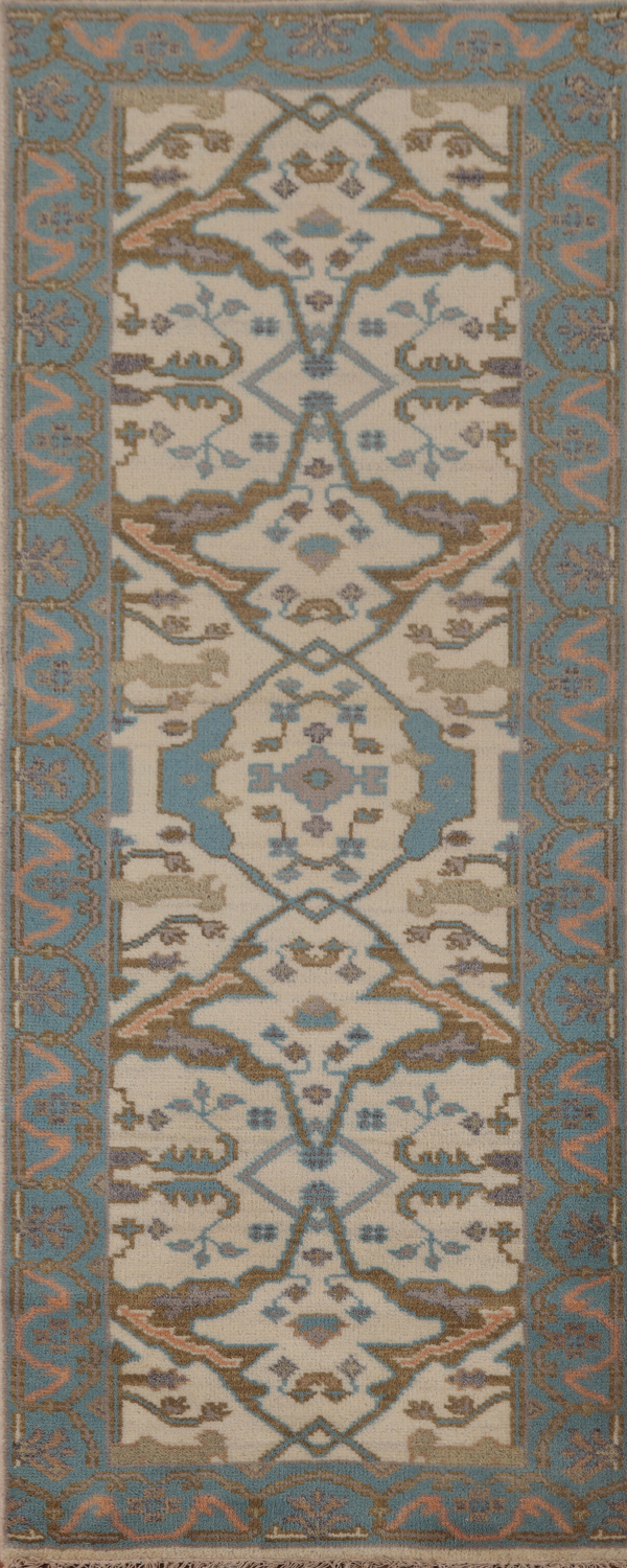 Earth Tone Wool Oushak Oriental Runner Rug 3x8