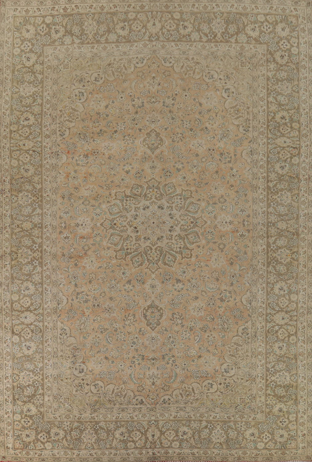 Distressed Wool Kashan Persian Area Rug 10x13