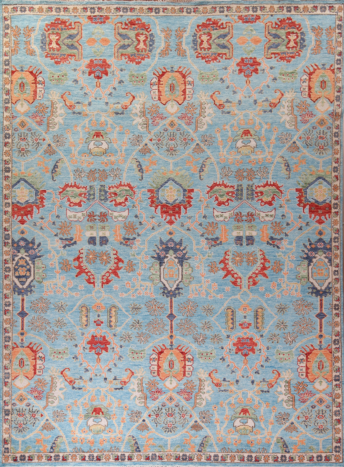 AllOver Light Blue Oushak Indian Large Rug 12x15