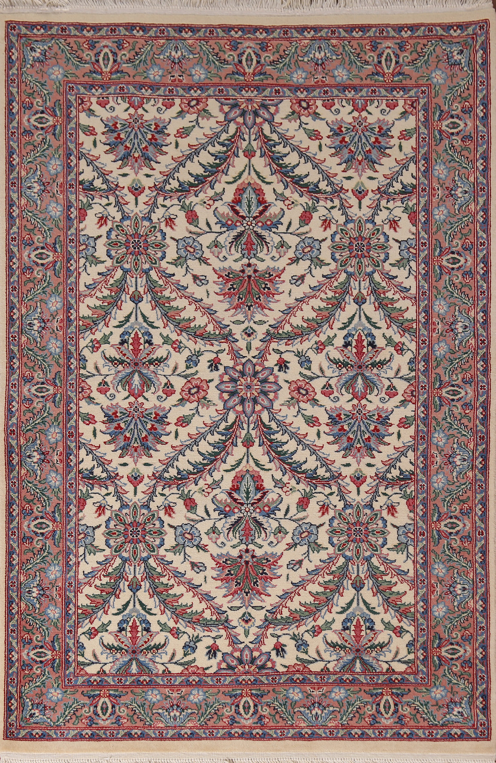 Vegetable Dye Ivory Floral Aubusson Oriental Rug 3x5