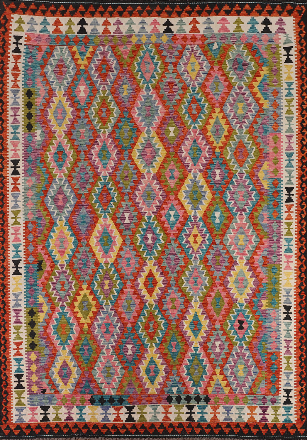 Reversible Wool Kilim Oriental Area Rug 9x11