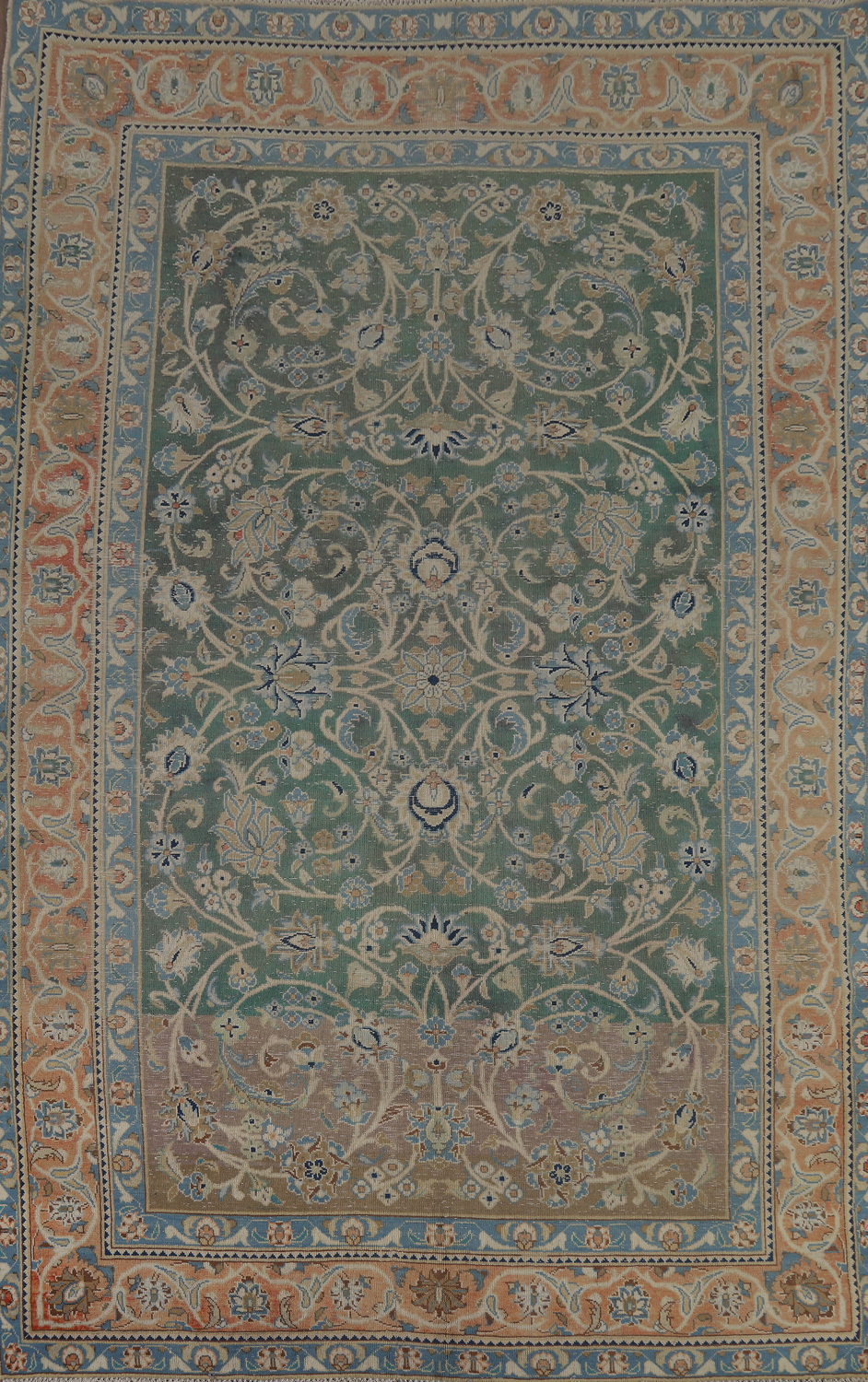 Green Floral Kashan Persian Area Rug 6x10
