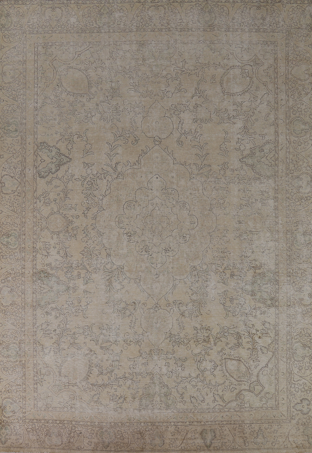 Vintage Wool Distressed Tabriz Persian Area Rug 9x12