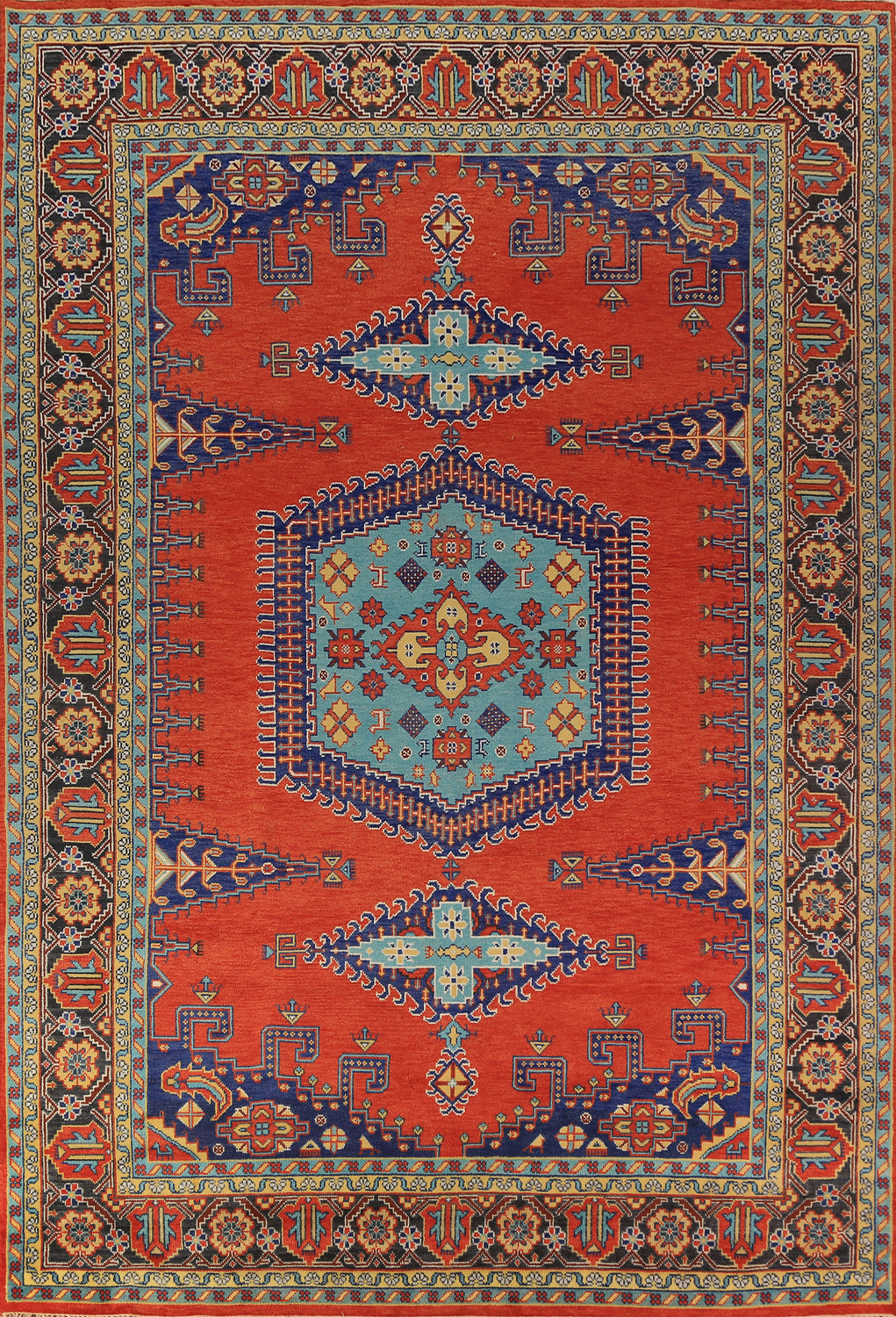 Geometric Wool Viss Indian Large Rug 10x14