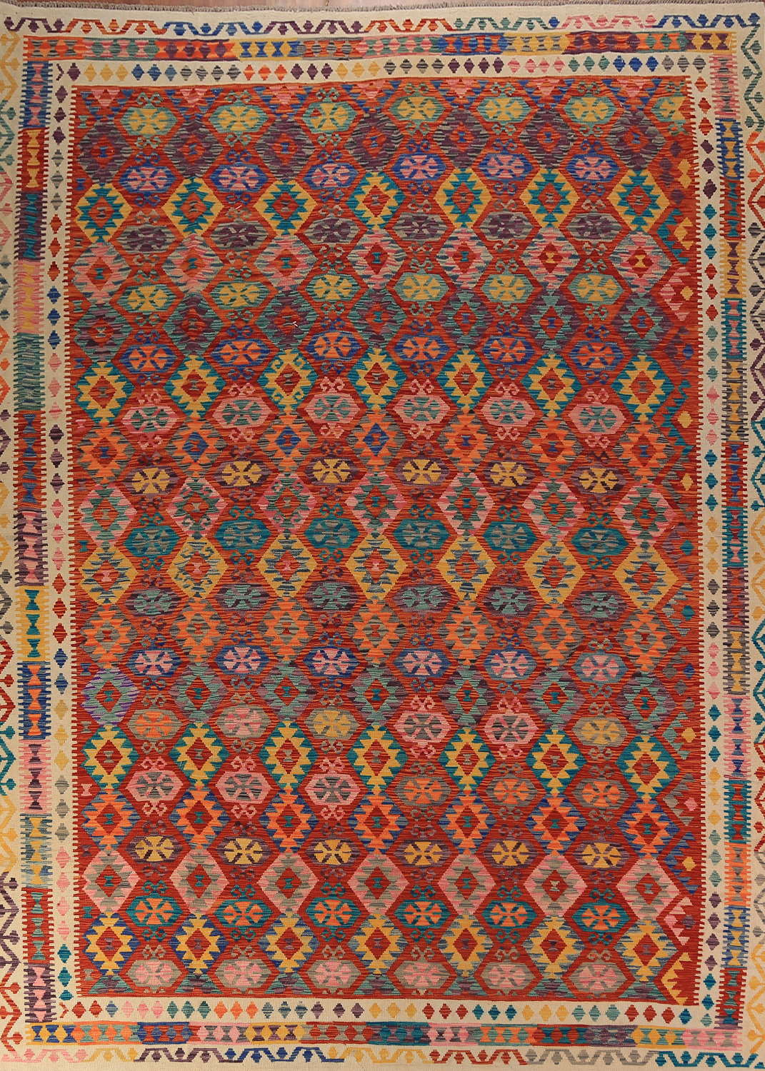 AllOver Wool Geometric Kilim Oriental Area Rug 10x12