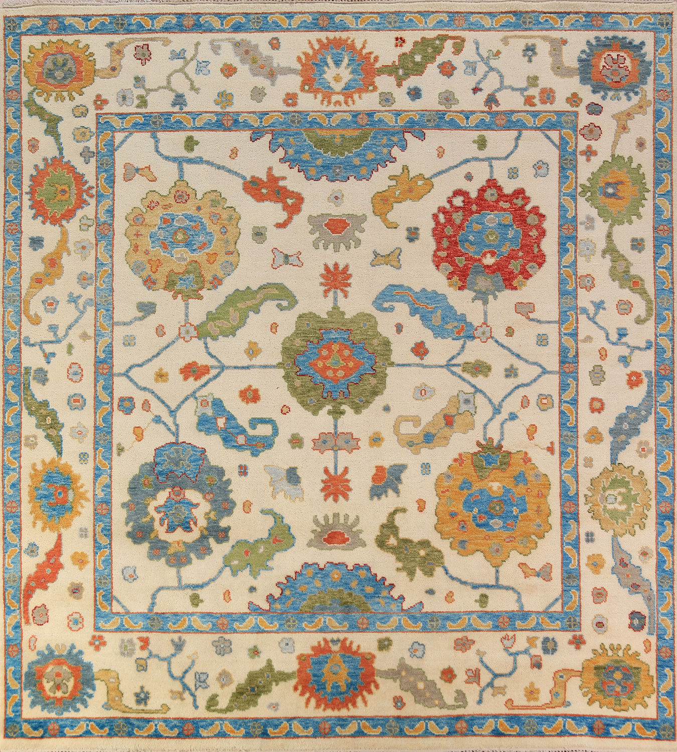 AllOver Floral Square Oushak Indian Area Rug 10x10