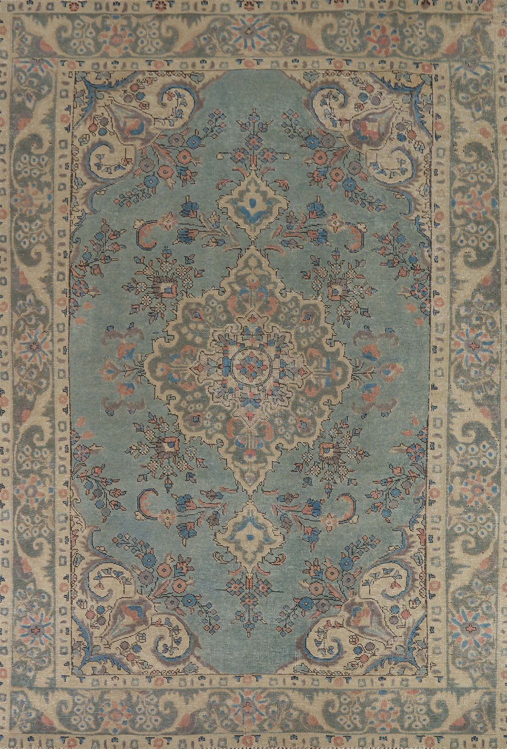 Light Blue Medallion Tabriz Persian Area Rug 6x9