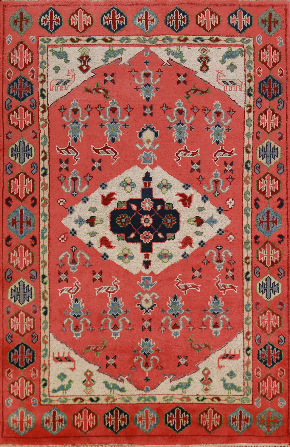 Animals Wool Tribal Kazak Oriental Area Rug 5x8