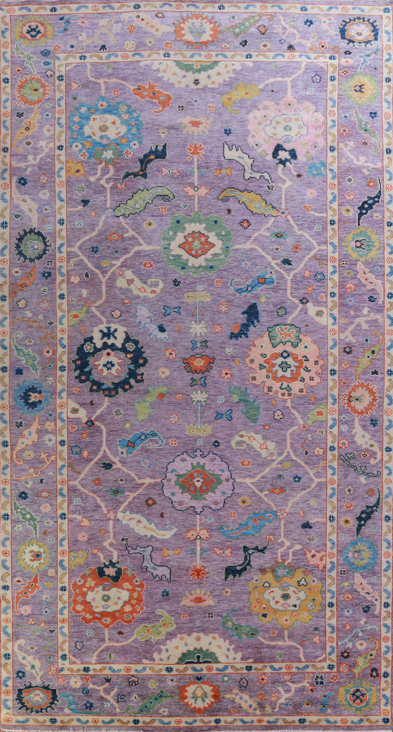 AllOver Purple Floral Oushak Indian Large Rug 8x16