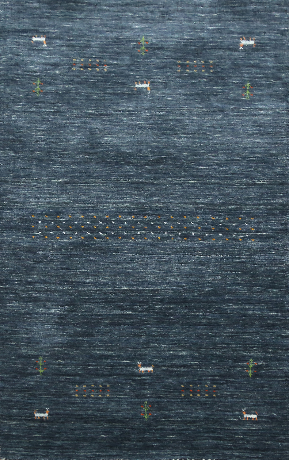 Slate Blue Gray Wool Gabbeh Indian Foyer Rug 3x5