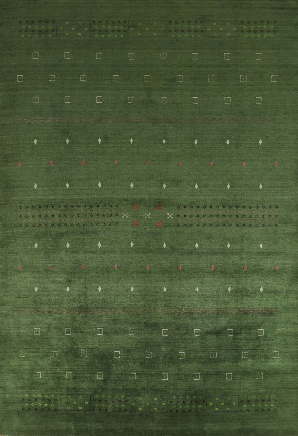 Tribal Green Gabbeh Indian Large Rug 10x14