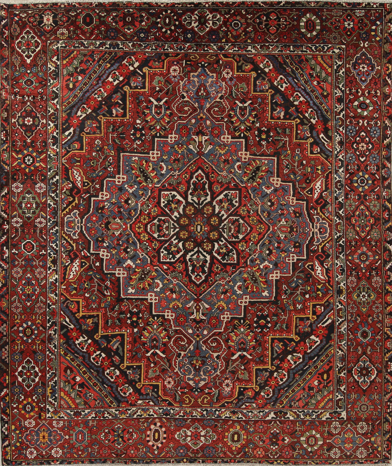 Vegetable Dye Antique Bakhtiari Persian Handmade 11x12 Wool Area Rug